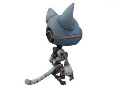 Circuit the Cyborg Cat Low-poly 3D model