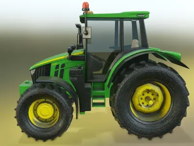 Modern Heavy Agriculture Tractor Low-poly 3D model