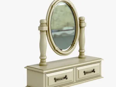 Victorian Mirror Desk Old White 3D model