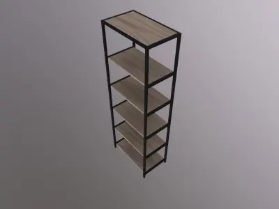 Bookcase furniture industrial wood metal  Low-poly 3D model