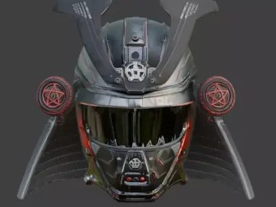 Cyber-Samurai Stealth Kabuto 3D Model Low-poly 3D model