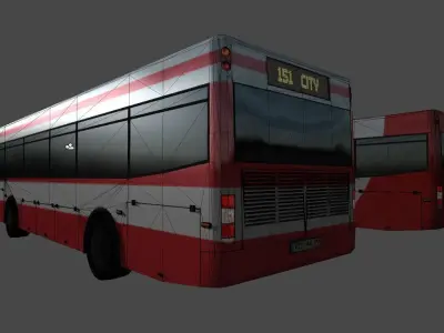 Bus collection two buses Low-poly 3D model