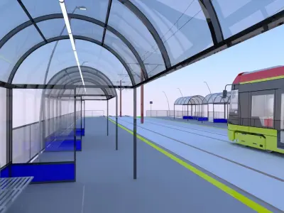 Warsaw tram stop II 3D model