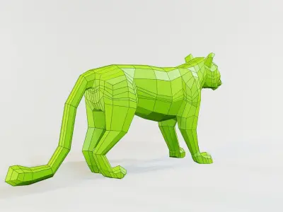 Leopard tiger Low-poly 3D model