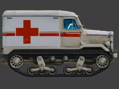 Sci-Fi Military Half-Track Ambulance Low-poly 3D model