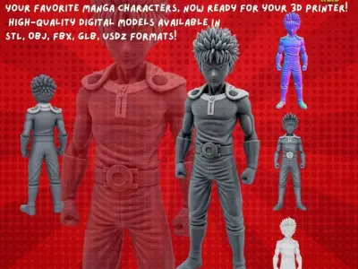 Cybernetic Warrior  Powerful Anime Character 3D Print Model 3D model