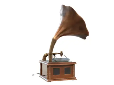 Old vinyl plate player gramophone 3D model
