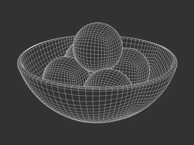  Bowl of Marble Balls Decor Model 