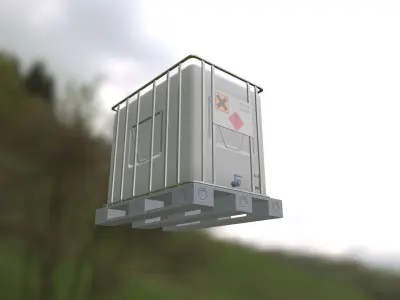 IBC container in palette Low-poly 3D model