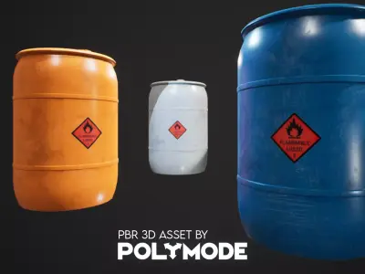Plastic  Barrel Game-ready Low-poly 3D model
