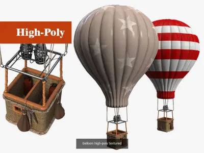 balloon vintage airship    high-poly textured 3D Model Pack