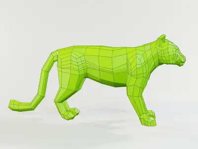 Leopard tiger Low-poly 3D model
