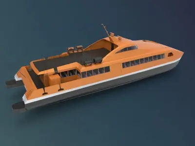 Ferry Roro Ship Catamaran Hull Low-poly 3D model