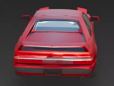 Retro 90s Red Sports Car 3D Model Low-poly 3D model