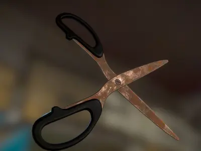 Scissors Rigged And Animated Rusty Version Low-poly 3D model