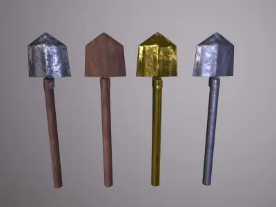 Shovel Lowpoly gold sword Low-poly 3D model