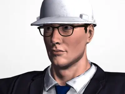 Worker Supervisor Character Rigged Low-poly 3D model