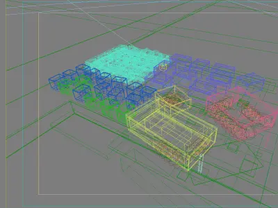 Architecture residential complex 3D model shop