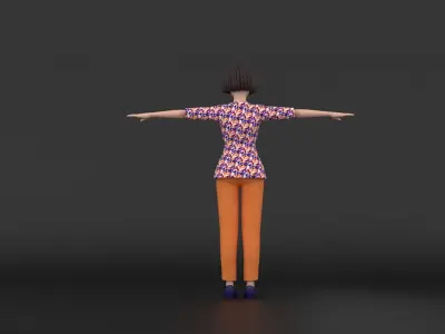 Stylized 3D Female Character Model Fullg Rigged Low-poly 3D model
