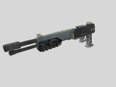 no brand low poly shotgun 2 Low-poly 3D model