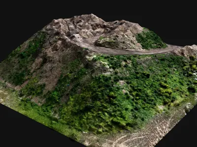 construction site sand pile plants drone PBR photogrammetry Low-poly 3D model