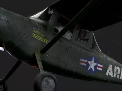 Piper PA 18 Super Cub Birddog Free low-poly 3D model
