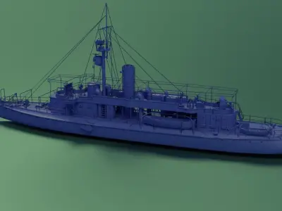 Gunboat SMS Tsingtau 3D model