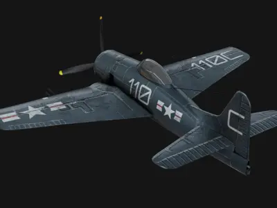 Grumman F8F F-2 Bearcat Low-poly 3D model