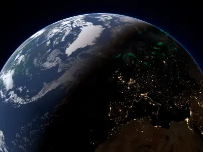  Earth Horizon with Polar Lights Volumetric Animated For Blender 
