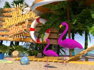  Beach toys sand Low-poly 3D model