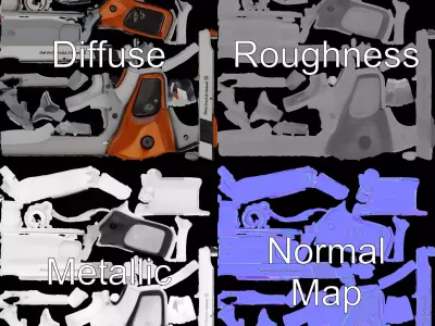 Classic Steel Handgun model pack Low-poly 3D model