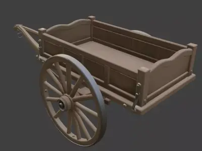 Old Wooden Horse Cart 3D Model 3D model
