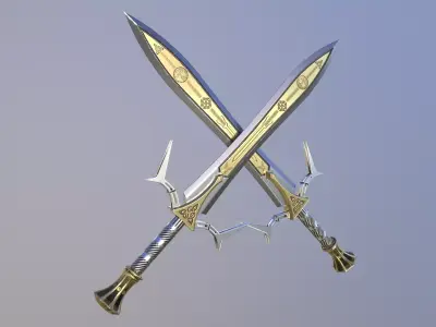 Lowpoly Gameready Fantasy Sword 3D model Low-poly 3D model