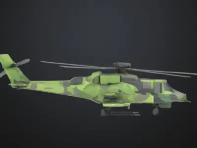 Low Poly Military Helicopter Created for My Dream  Low-poly 3D model