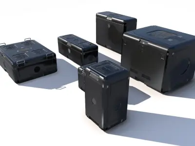 Sci Fi black cargo crates Low-poly 3D model