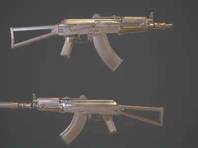 AKS Russian Assault Rifle Game Ready 6 Variations Low-poly 3D model