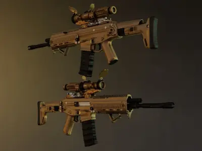 FN SCAR-L 3D model Low-poly 3D model