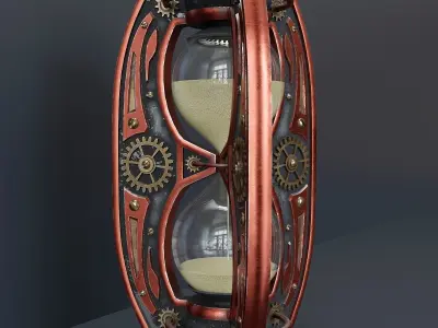 Hourglass in steampunk style 3D model