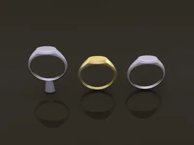 Dainty Thin Signet Ring Horizontal Oval Mix Size 3D print model