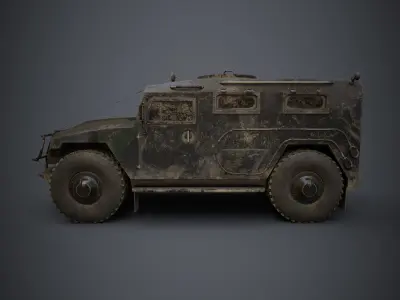 Dirty Military Vehicle Low-poly 3D model