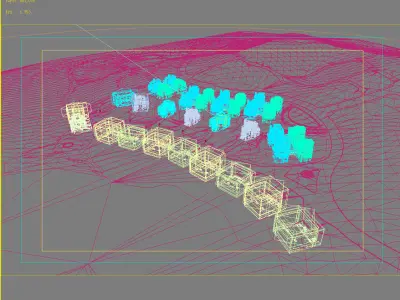 Villa residential area near lake 3D model