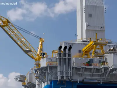 Semi-Submersible Offshore Oil Rig Platform Rigged  purchase 3D model
