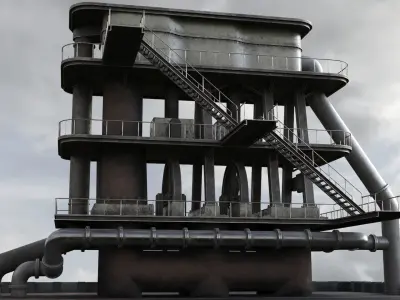 Industrial Pipes v6 Low-poly 3D model