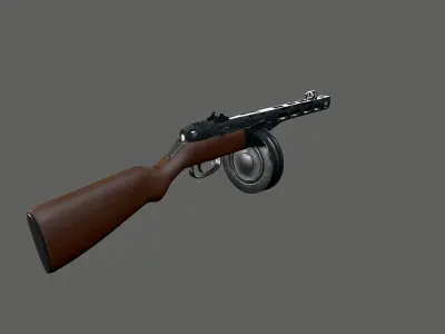 PPSh41 Submachine Gun Low-poly 3D model