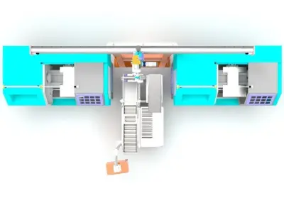 Automated CNC Lathe System with Robotic Arm 3D Design 3D model