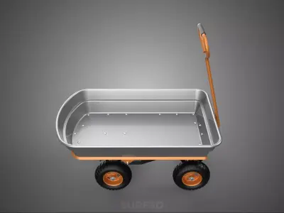 GARDEN POLY DECK UTILITY TROLLEY CART TRAILER WAGON FOUR 4 WHEEL 3D model