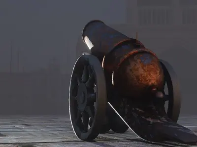 Rusty cannon Low-poly 3D model