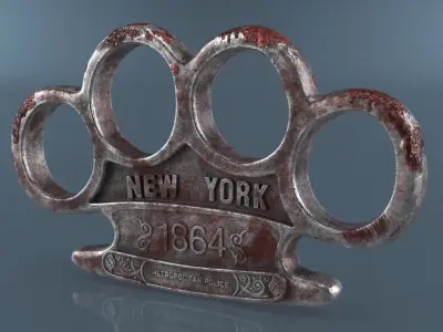 Old Vintage New York 1864 Steel Knuckle with Blood 3D model