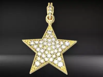 FIVE 5 POINT STAR PENDANT NECKLACE CHARM BRACELET  3D print model