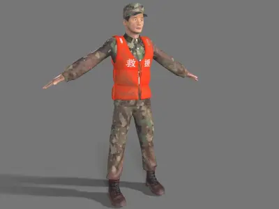 chinese soldier  Low-poly 3D model